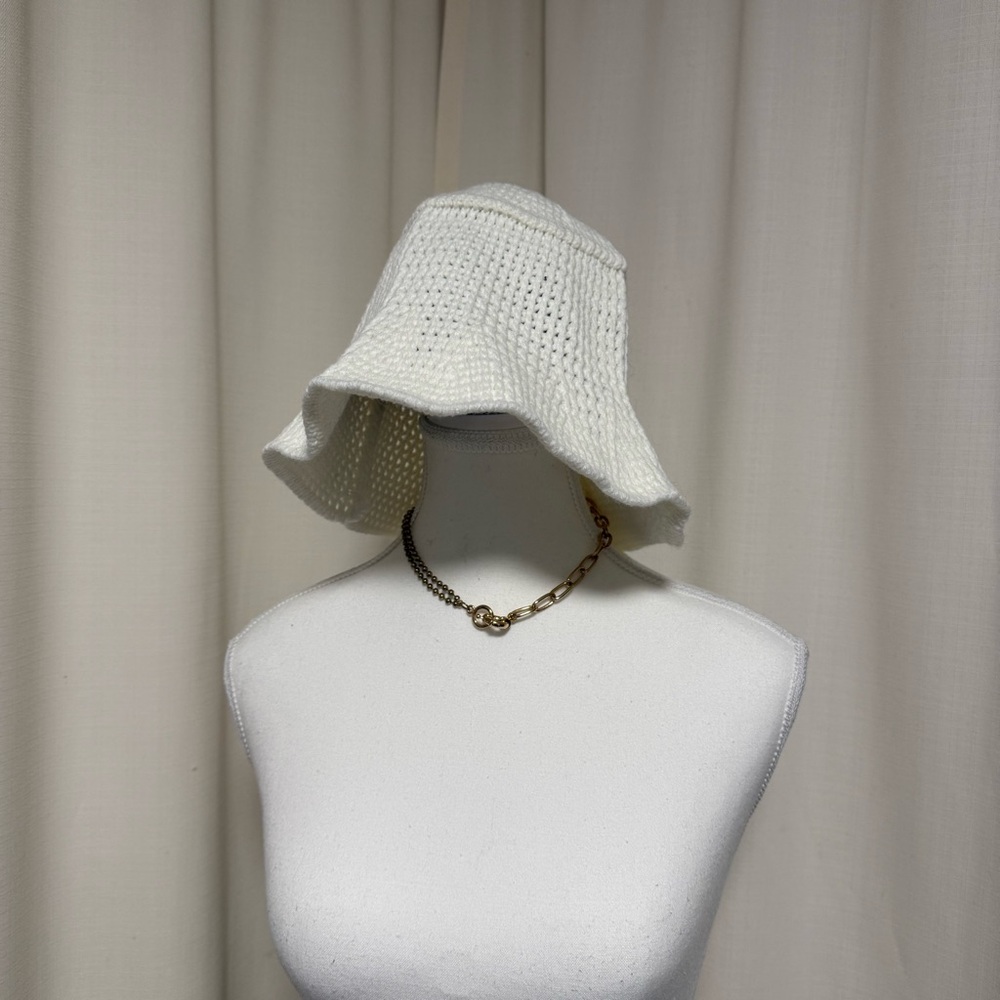 Elegant Cream Crochet Bucket Hat